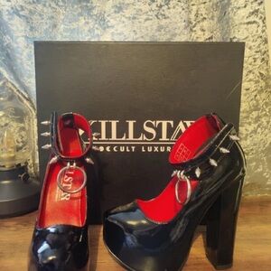 Killstar Alita heels Black Patent Heels with Red Accents